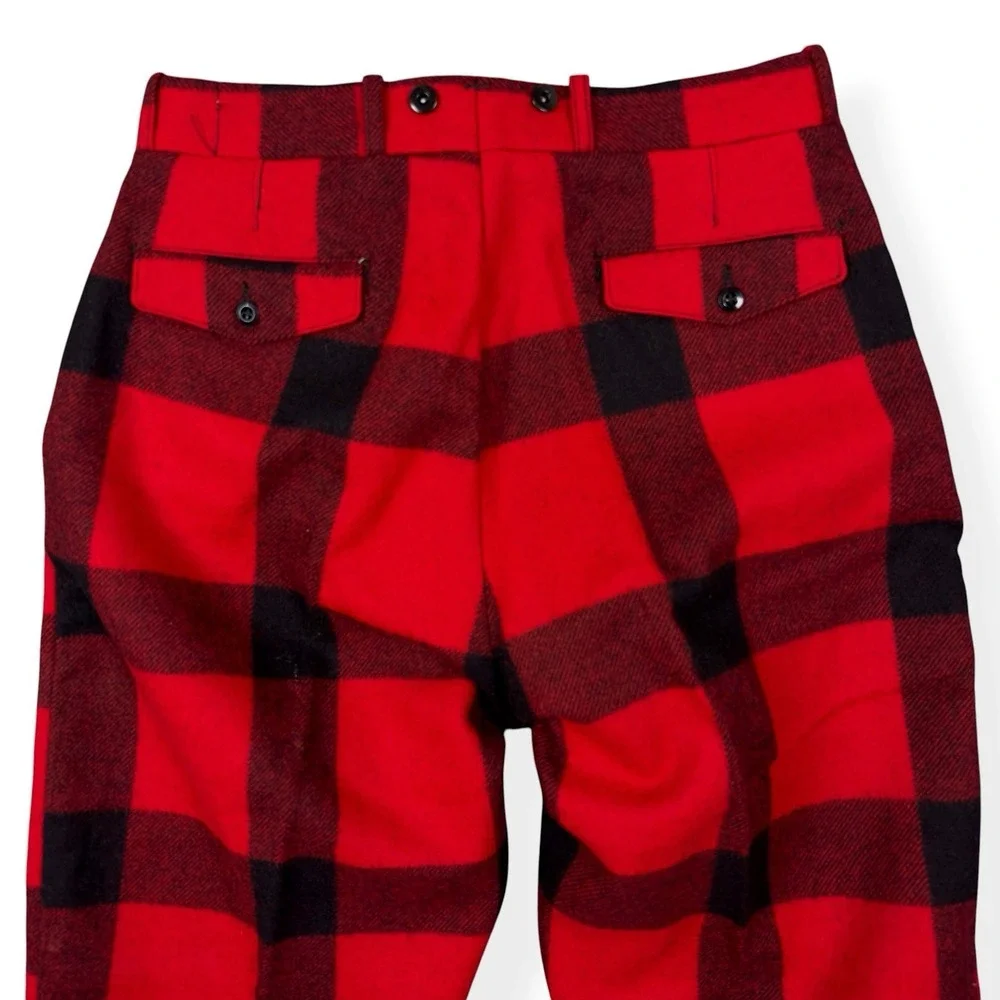 VTG Woolrich Pants Men's 34x33 Red Black Buffalo Plaid Wool Mackinaw Hunting 60s